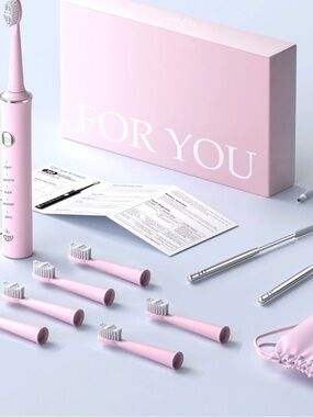 JTF (J40) Sonic Electric Toothbrush with 8 Brush Heads, Tongue Scraper & Bag